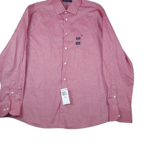Tommy Hilfiger men's long sleeve button up shirt cherry 17 34/35.